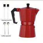 موكا بوت احمر ( 6 فناجين ) مع معلقتين وفرشايتين (300ml)